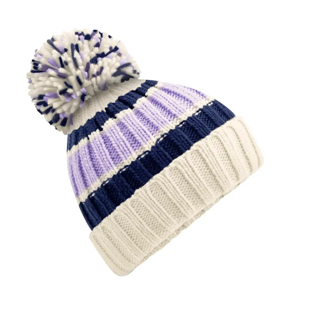 Beechfield Hygge Striped Beanie - Blueberry Cheesecake