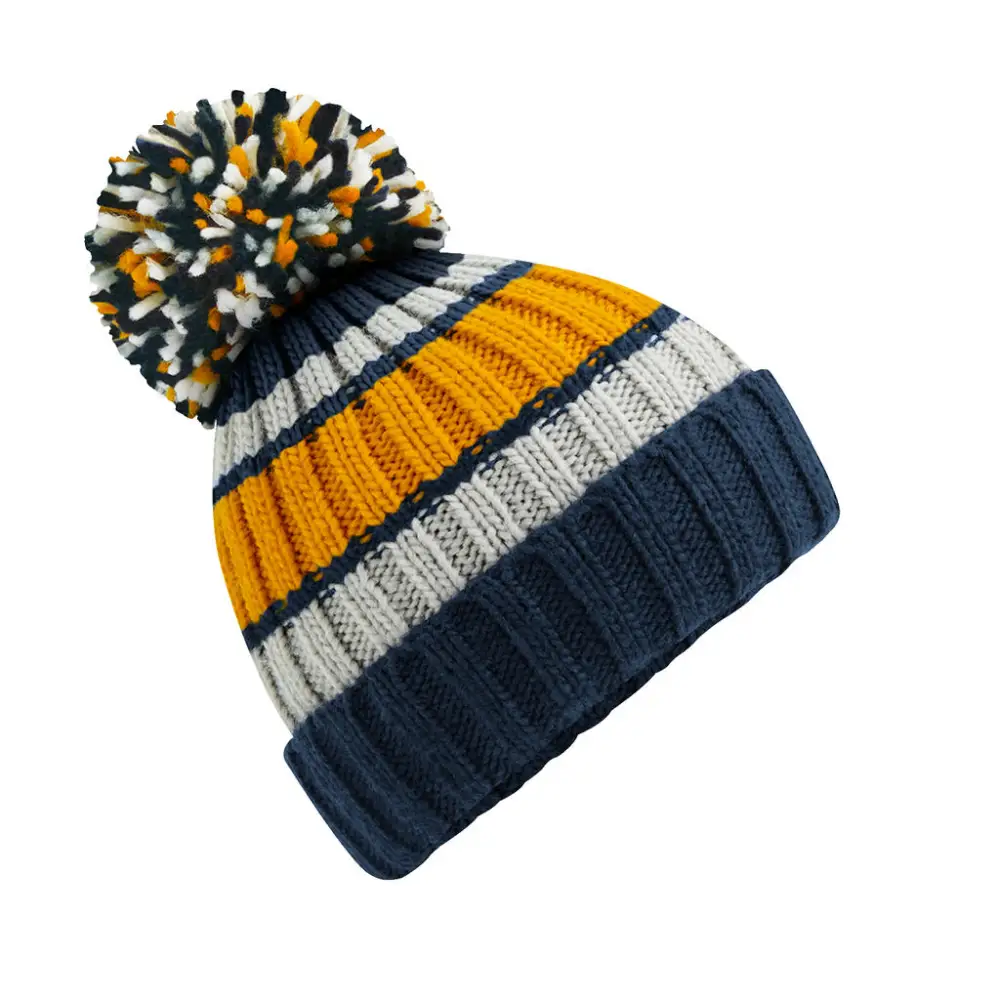 Beechfield Hygge Striped Beanie - Dijon Blue