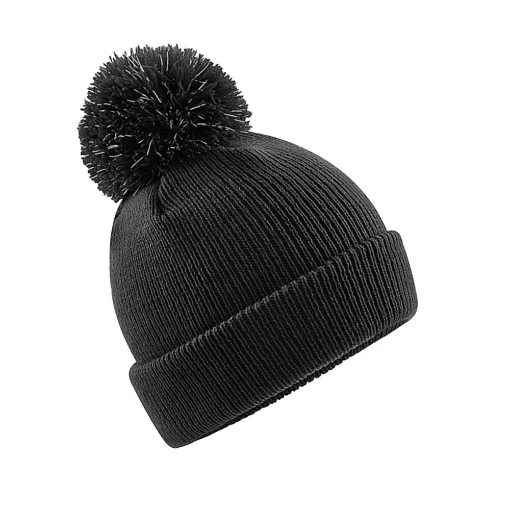Beechfield Junior Reflective Bobble Beanie - Black