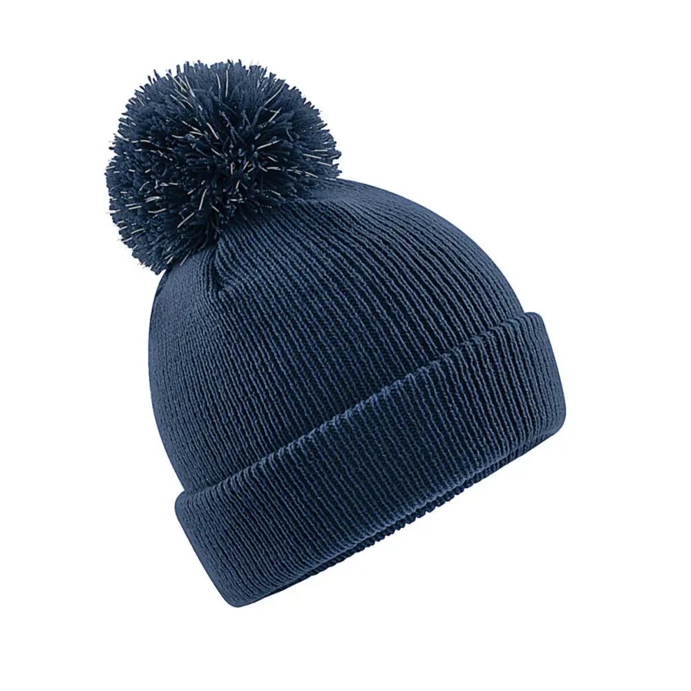 Beechfield Junior Reflective Bobble Beanie - French Navy