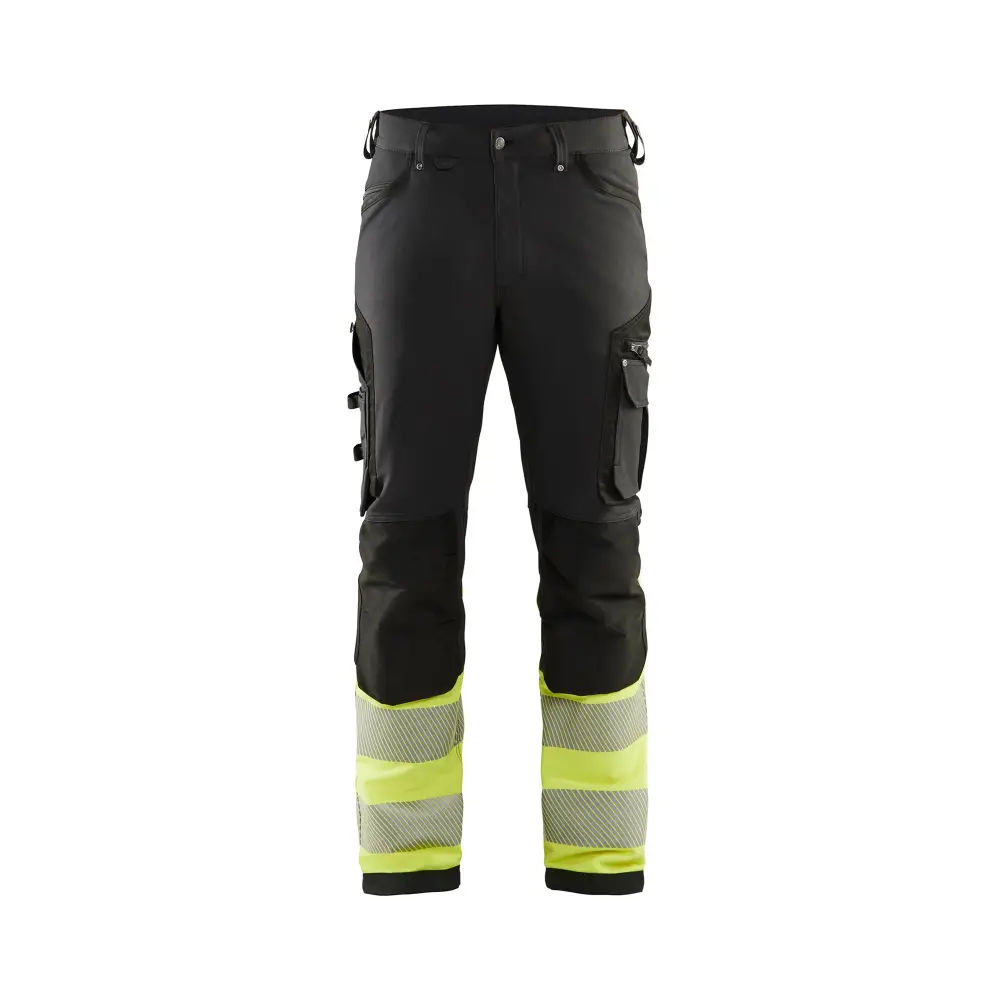 Blåkläder Hi-Vis 4-way-stretch trousers without nail pockets 11931642 - Black/Hi-vis yellow / C144