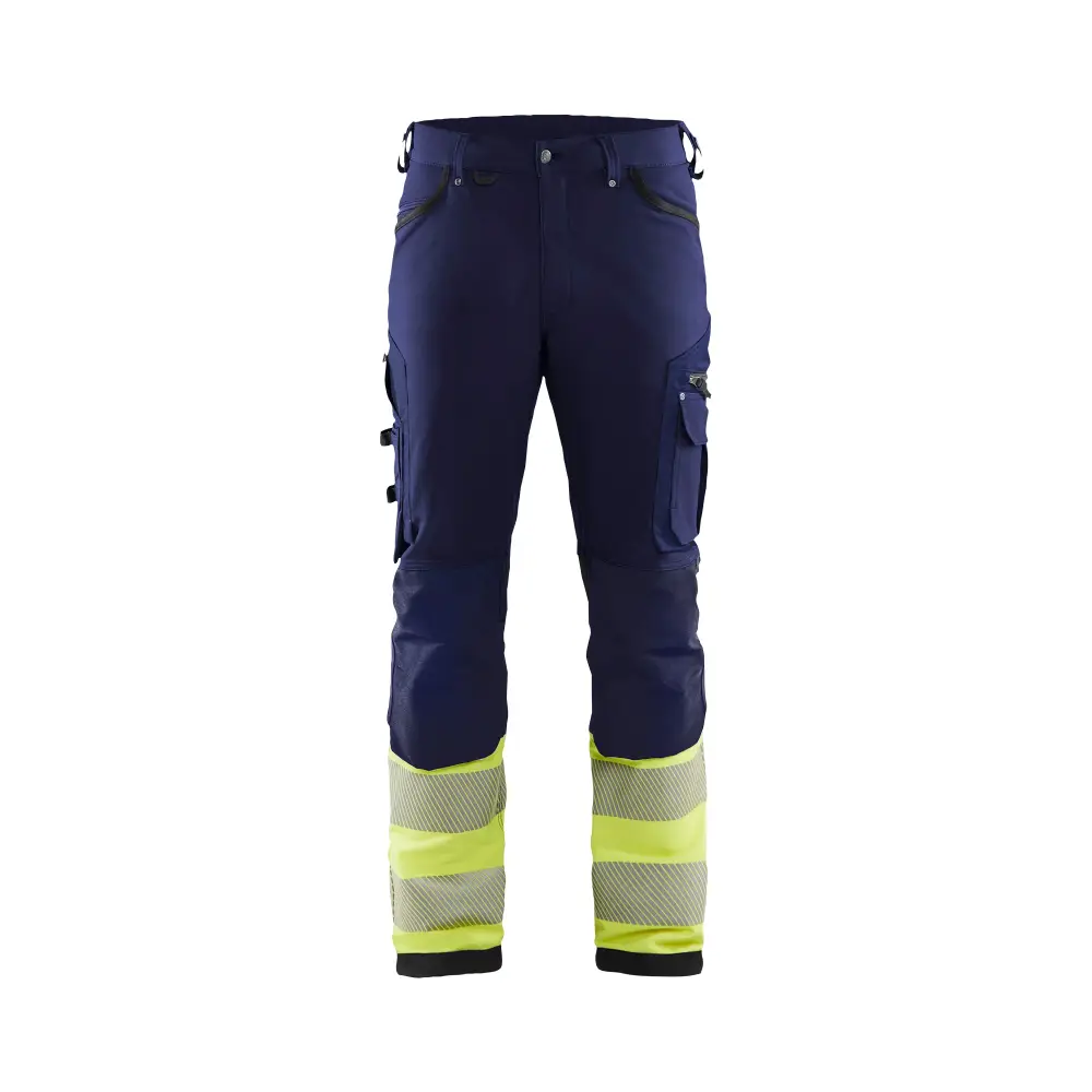 Blåkläder Hi-Vis 4-way-stretch trousers without nail pockets 11931642 - Navy blue/Hi-vis yellow / C144