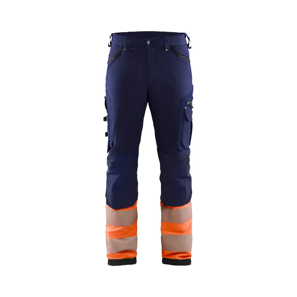 Blåkläder Hi-Vis 4-way-stretch trousers without nail pockets 11931642 - Navy blue/Orange / C144