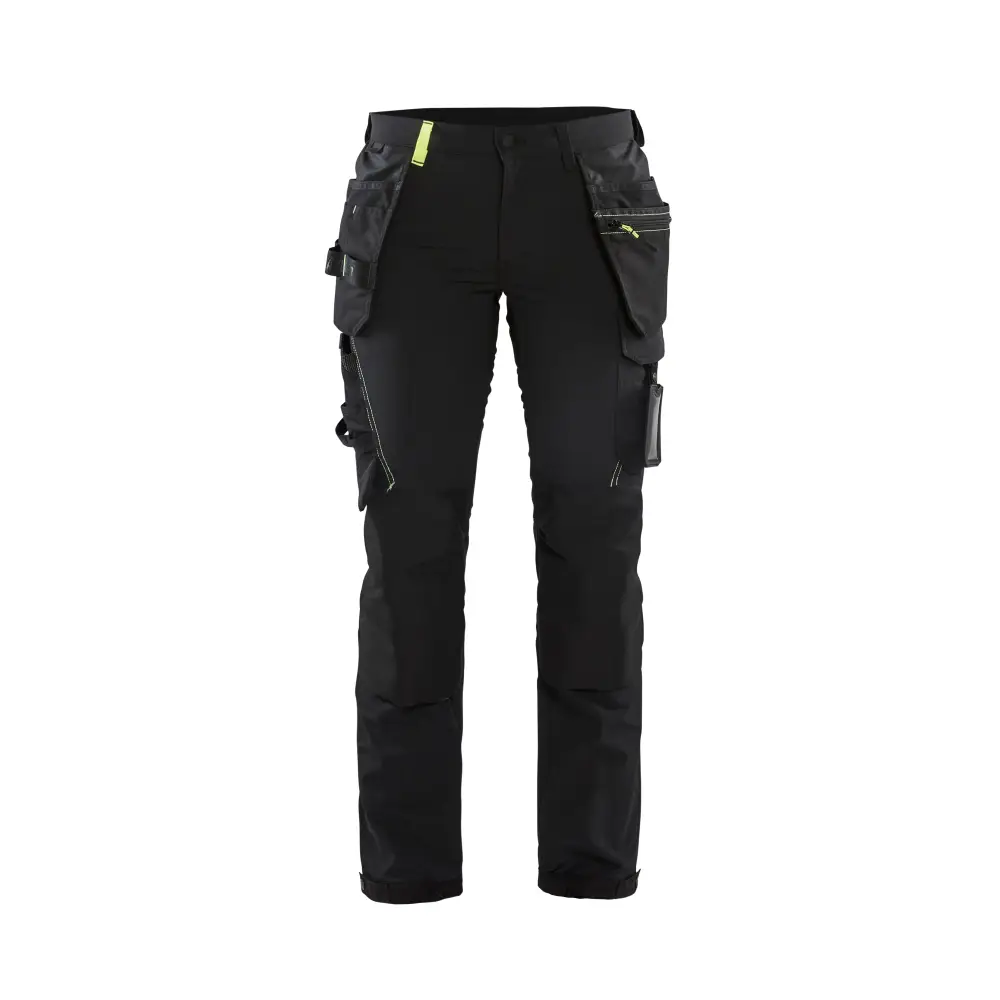 Blåkläder Women’s 4-way stretch craftsman trousers 71921645 - Black/Hi-vis yellow / C32