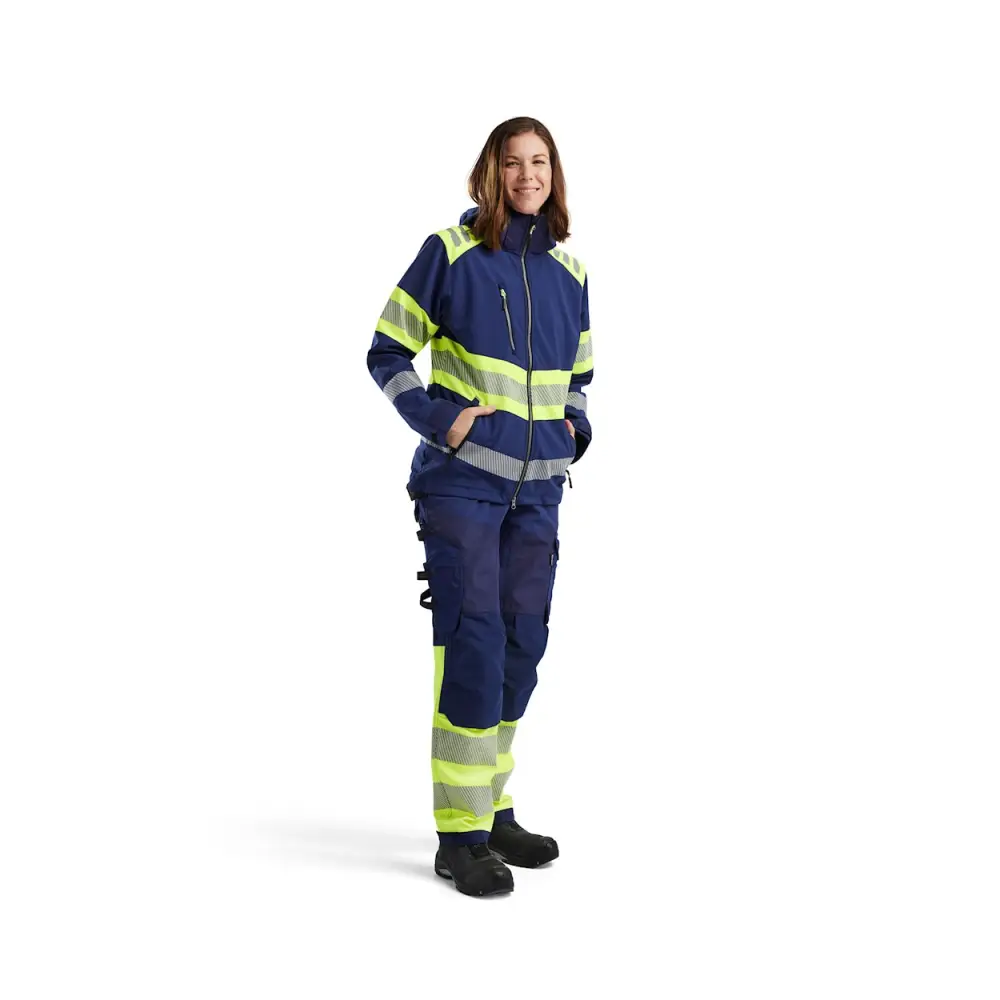 Blåkläder Women’s Hi-Vis Softshell Jacket 44042513 - Navy blue/Hi-vis yellow / L