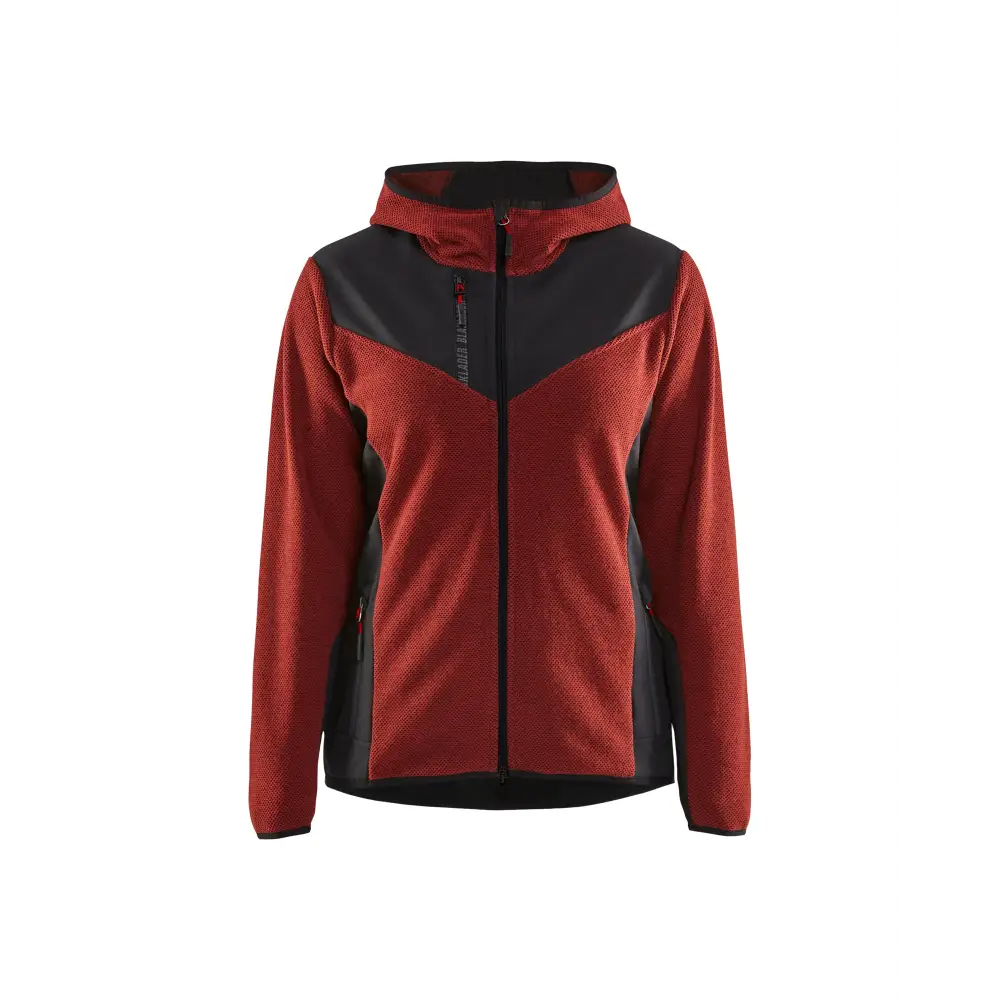 Blåkläder Women’s knitted jacket with softshell and hood 59412536 - Burned Red/Black / L