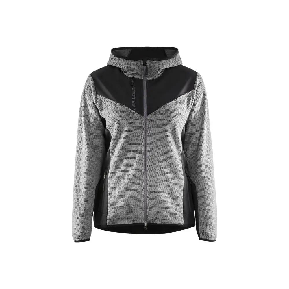 Blåkläder Women’s knitted jacket with softshell and hood 59412536 - Grey melange/Black / L