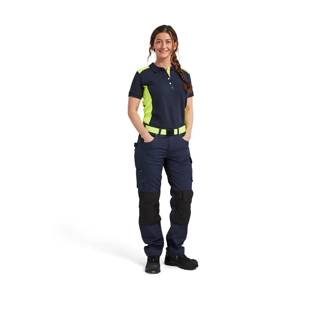 Blåkläder Women’s service trousers with stretch 71951330 - Dark navy blue/Hi-vis yellow / C32