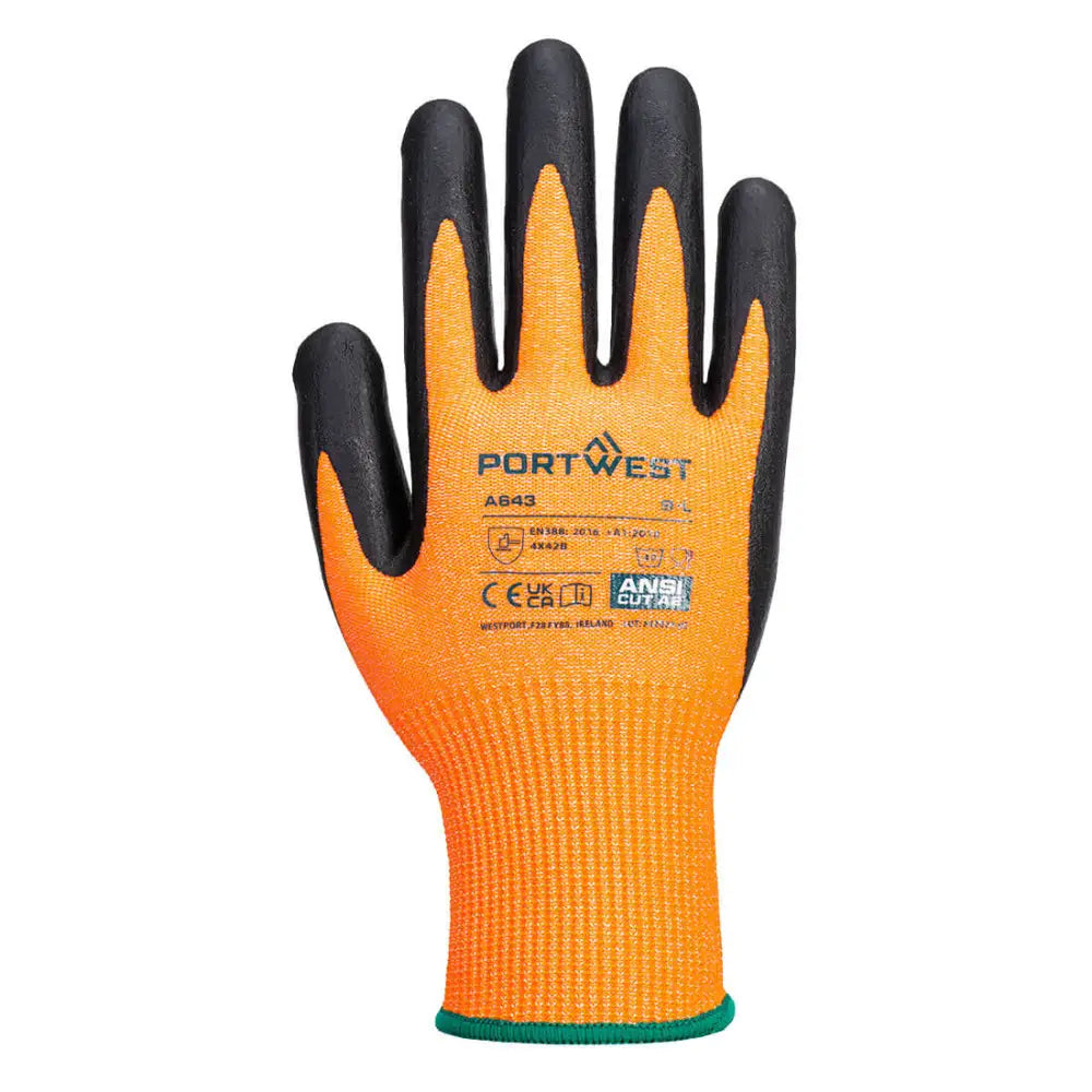 Portwest Amber Cut Glove - Nitrile Foam - L