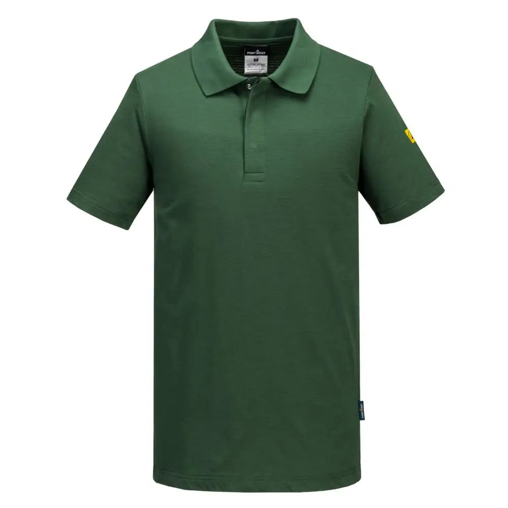 Portwest Anti-Static ESD Polo Shirt S/S - Forest Green / L - Polo Shirts