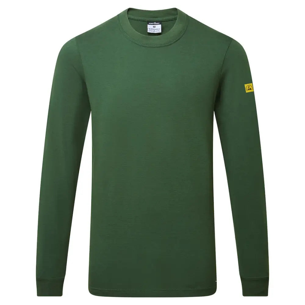 Portwest Anti-Static ESD T-Shirt L/S - Forest Green / L - T-Shirt