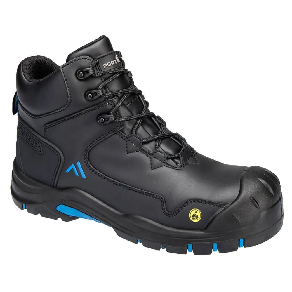 Portwest Apex Composite Mid Boot S3S ESD HRO SR SC FO - Black/Blue / 37