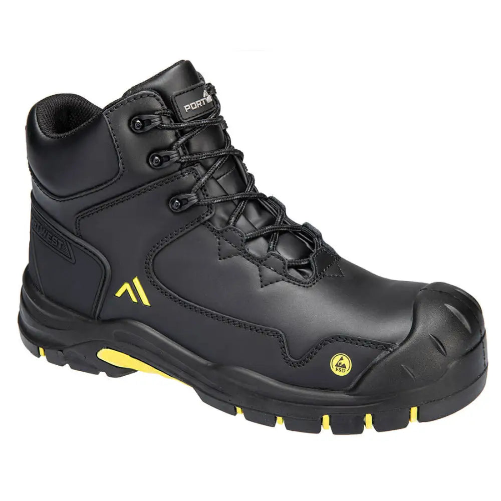 Portwest Apex Composite Mid Boot S3S ESD HRO SR SC FO - Black/Yellow / 37