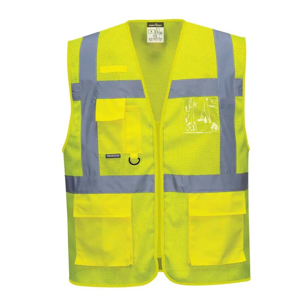Portwest Athens Hi-Vis Mesh Executive Vest - Yellow / L
