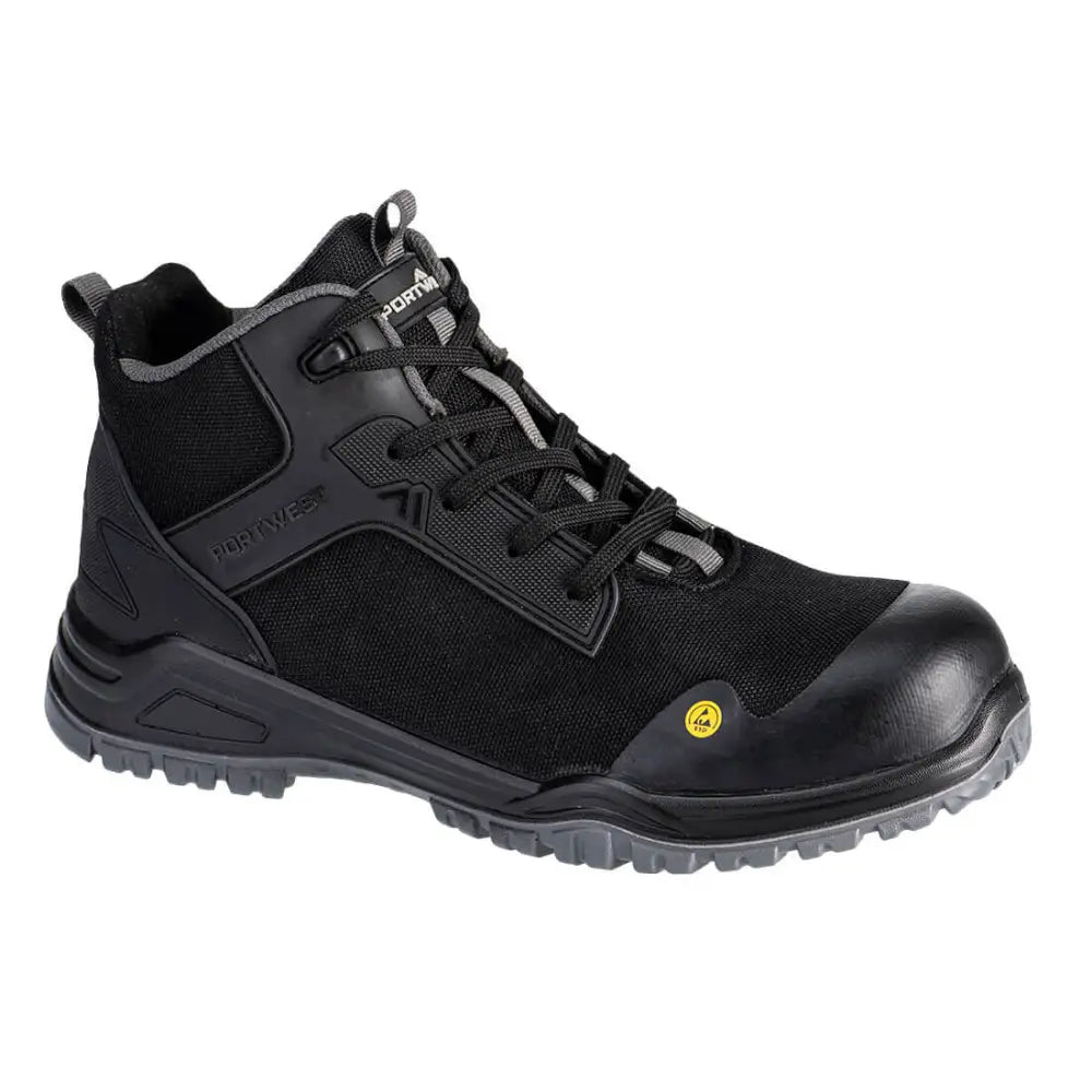 Portwest Bevel Composite Mid Boot S3S ESD SR FO - Black/Grey / 38