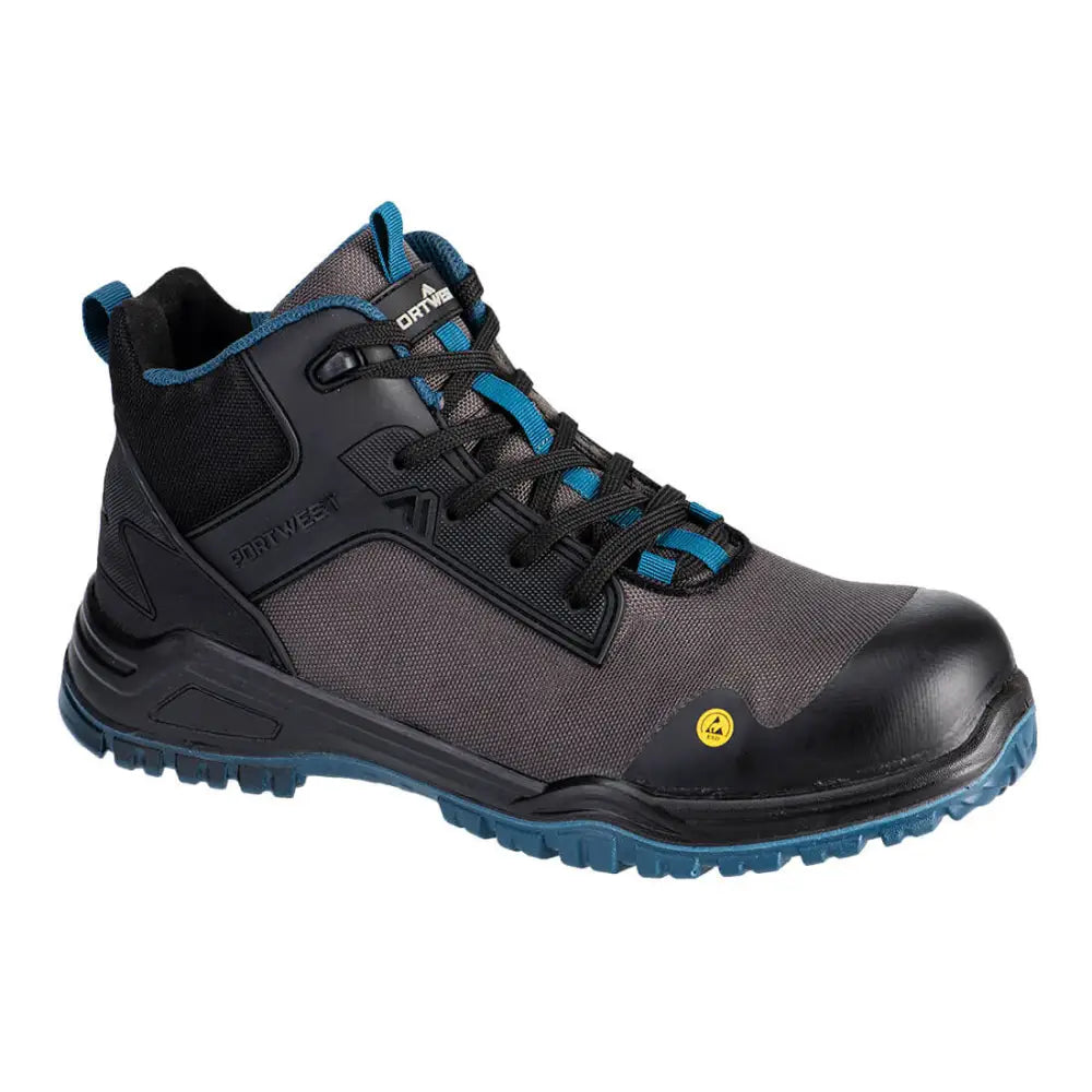 Portwest Bevel Composite Mid Boot S3S ESD SR FO - Black/Teal / 38