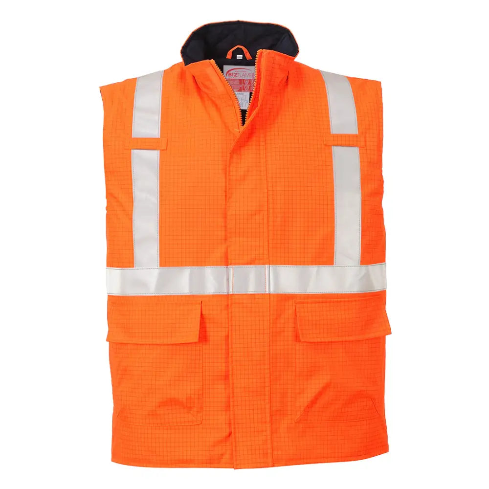 Portwest Bizflame Rain Hi-Vis Anti-static FR Bodywarmer - Orange / L