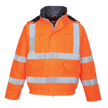 Portwest Bizflame Rain Hi-Vis Antistatic FR Bomber Jacket - Orange / 4XL