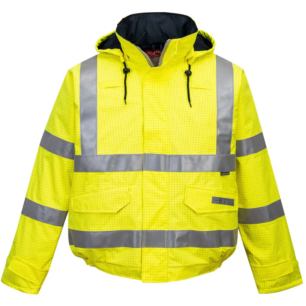 Portwest Bizflame Rain Hi-Vis Antistatic FR Bomber Jacket - Yellow / 4XL