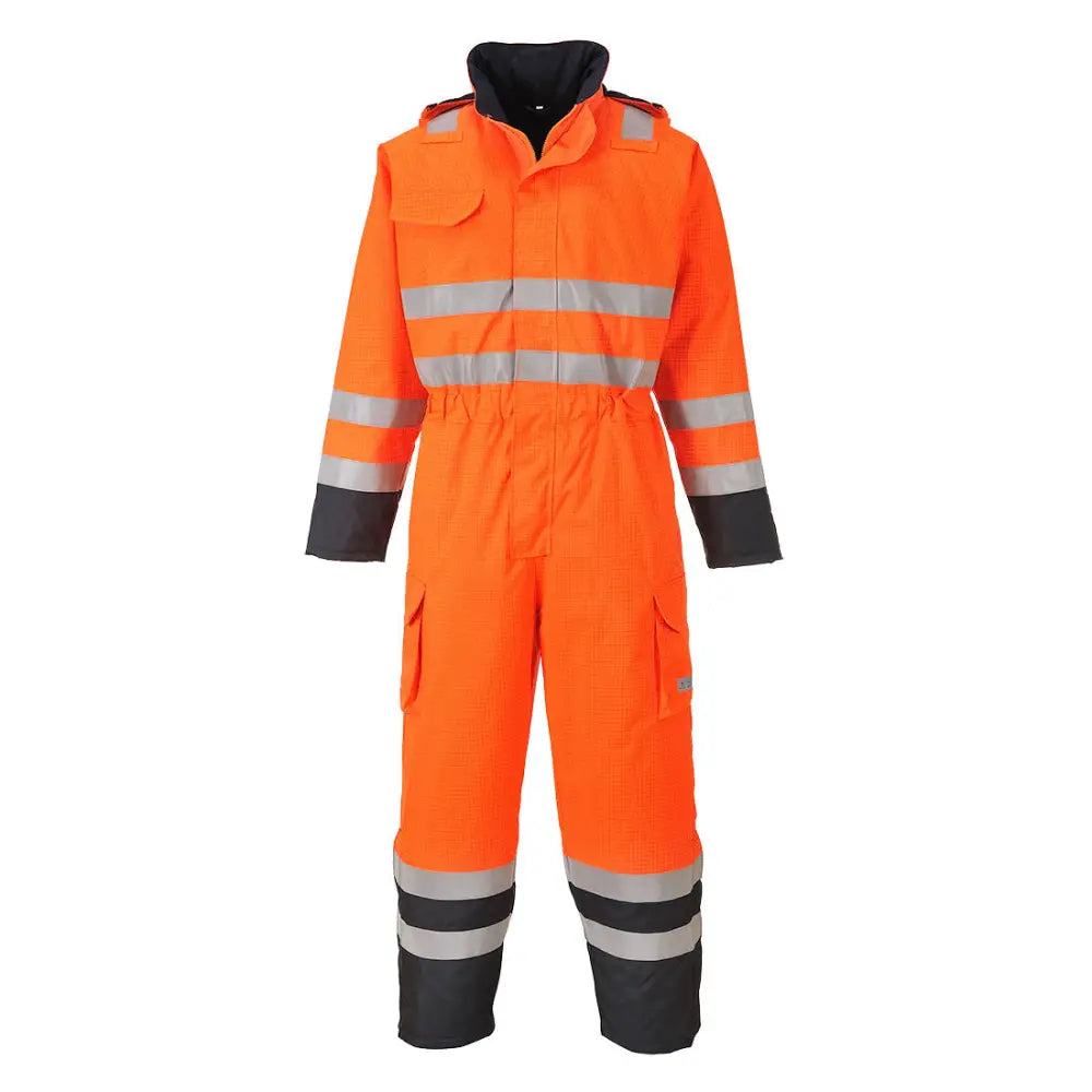 Portwest Bizflame Rain Hi-Vis Multi Coverall - Orange/Navy / L