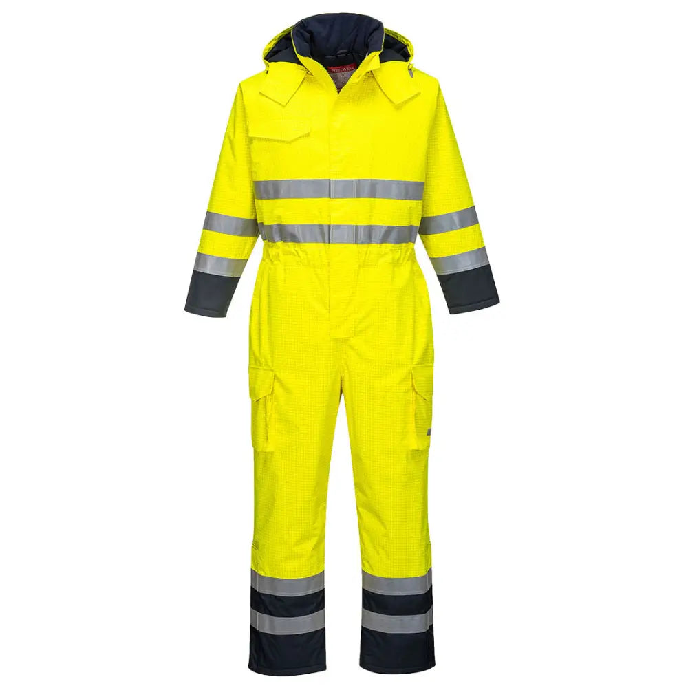 Portwest Bizflame Rain Hi-Vis Multi Coverall - Orange/Navy / L