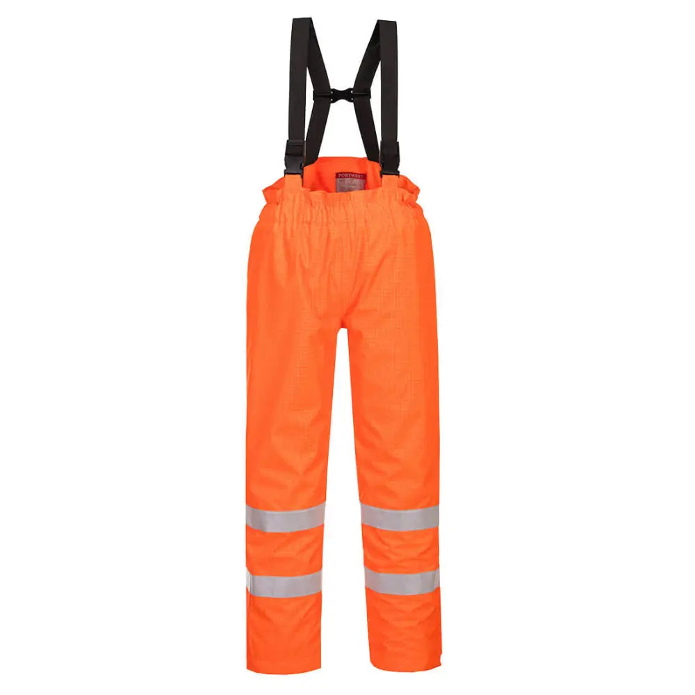 Portwest Bizflame Rain Lined Hi-Vis Antistatic FR Trousers - Orange / L