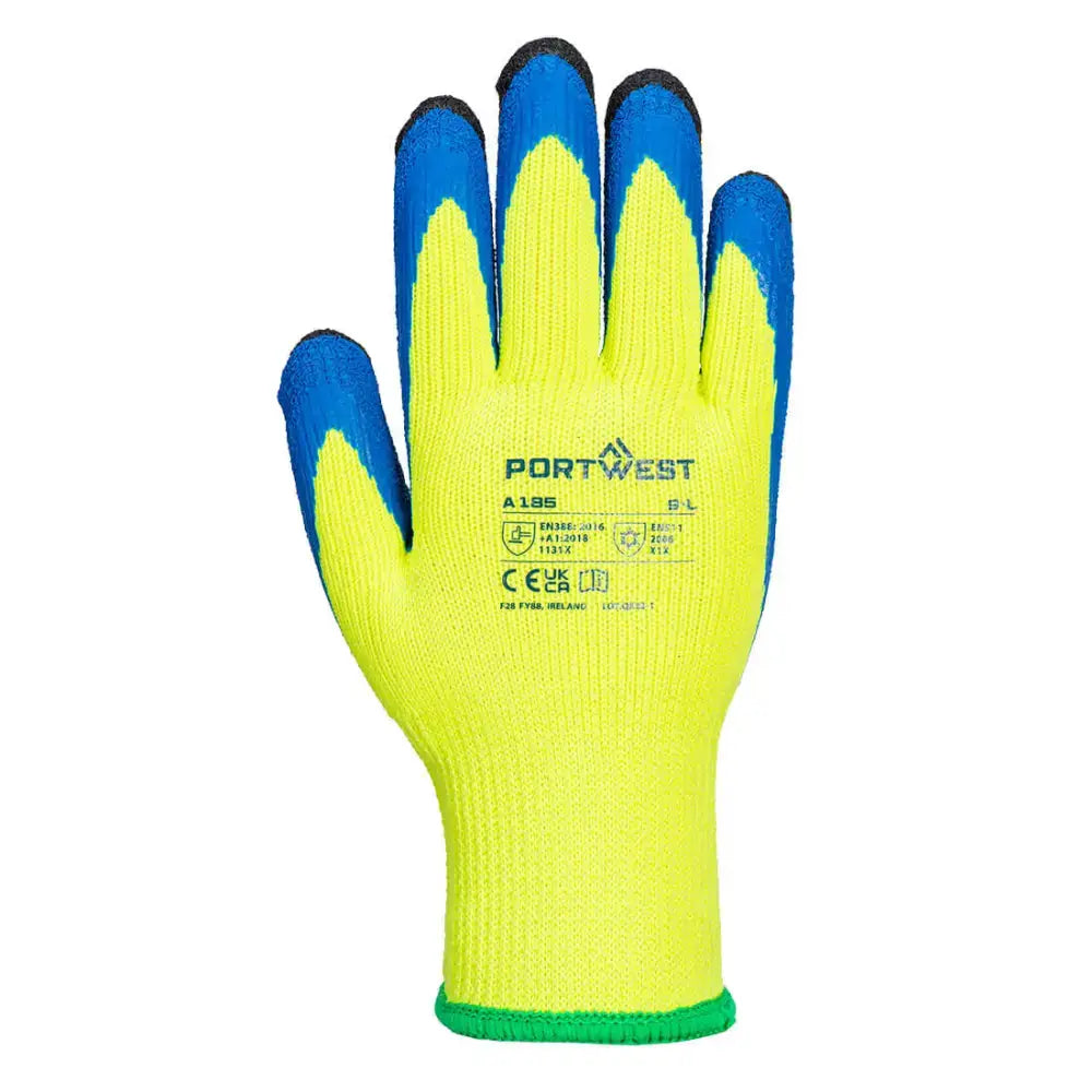 Portwest Cold 7 Latex Crinkle Finger Dipped Glove - Orange/Blue / L