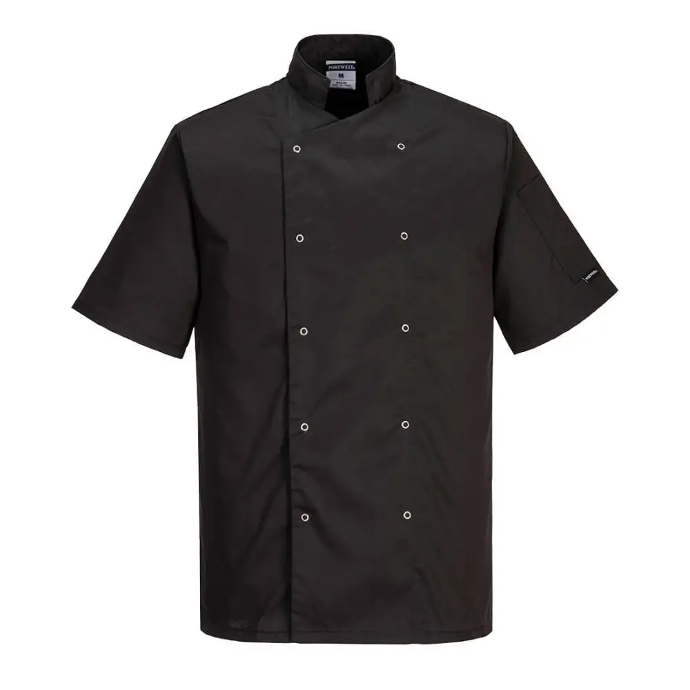 Portwest Cumbria Chefs Jacket S/S - Black / 4XL