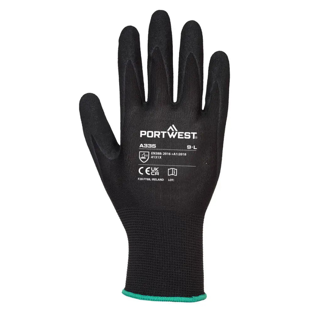 Portwest Dermi-Grip NPR15 Nitrile Sandy Glove - Black / L