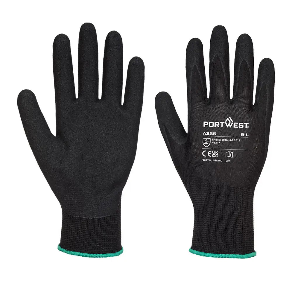 Portwest Dermi-Grip NPR15 Nitrile Sandy Glove - Black / L