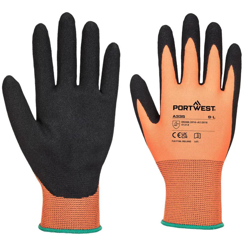 Portwest Dermi-Grip NPR15 Nitrile Sandy Glove - Orange/Black / L