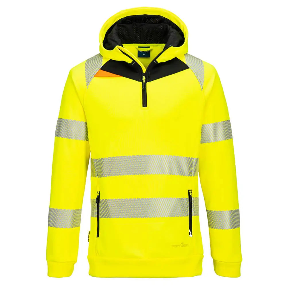 Portwest DX4 Hi-Vis 1/4 Zip Hoodie - Yellow/Black / 4XL