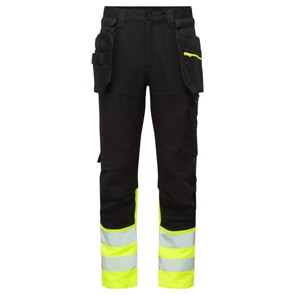 Portwest DX4 Hi-Vis Class 1 Detachable Holster Pocket Craft Trousers - Yellow/Black / 28
