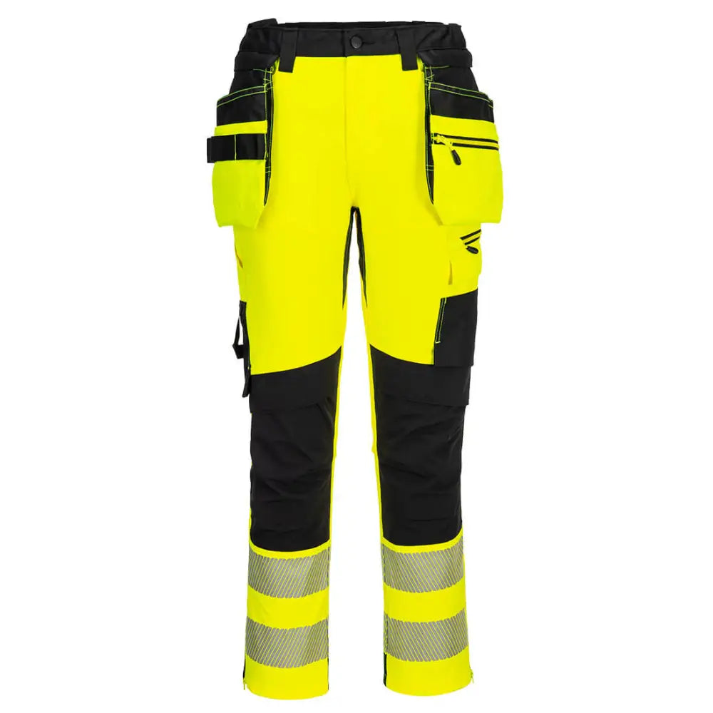 Portwest DX4 Hi-Vis Detachable Holster Pocket Craft Trousers - Yellow/Black / 28