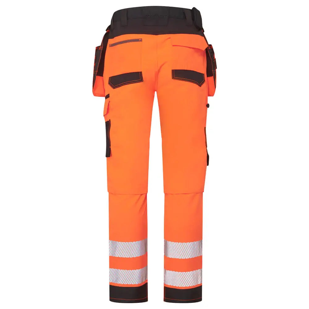 Portwest DX4 Hi-Vis Detachable Holster Pocket Craft Trousers - Orange/Black / 28