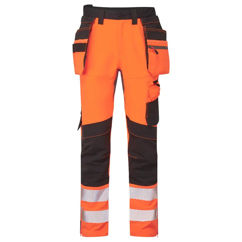 Portwest DX4 Hi-Vis Detachable Holster Pocket Craft Trousers - Orange/Black / 28
