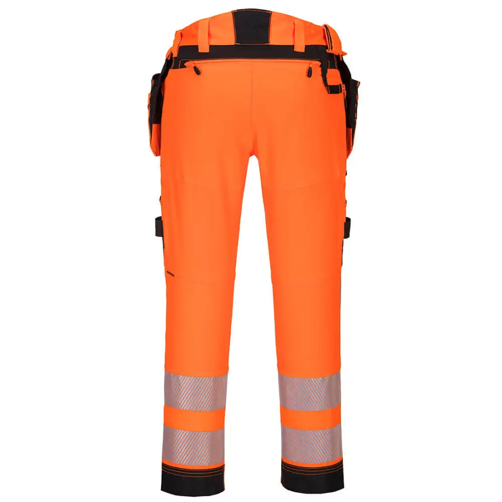 Portwest DX4 Hi-Vis Detachable Holster Pocket Trousers - Orange/Black / 28