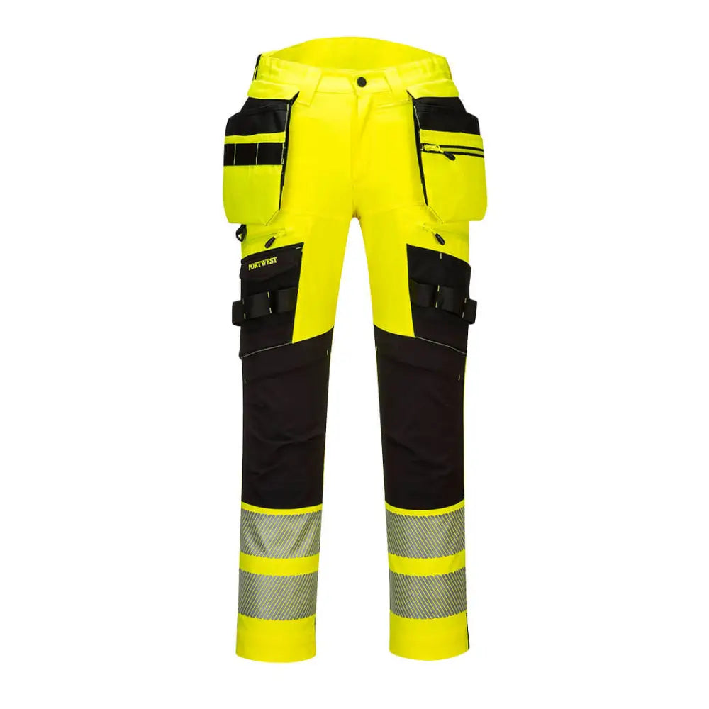 Portwest DX4 Hi-Vis Detachable Holster Pocket Trousers - Yellow/Black / 28