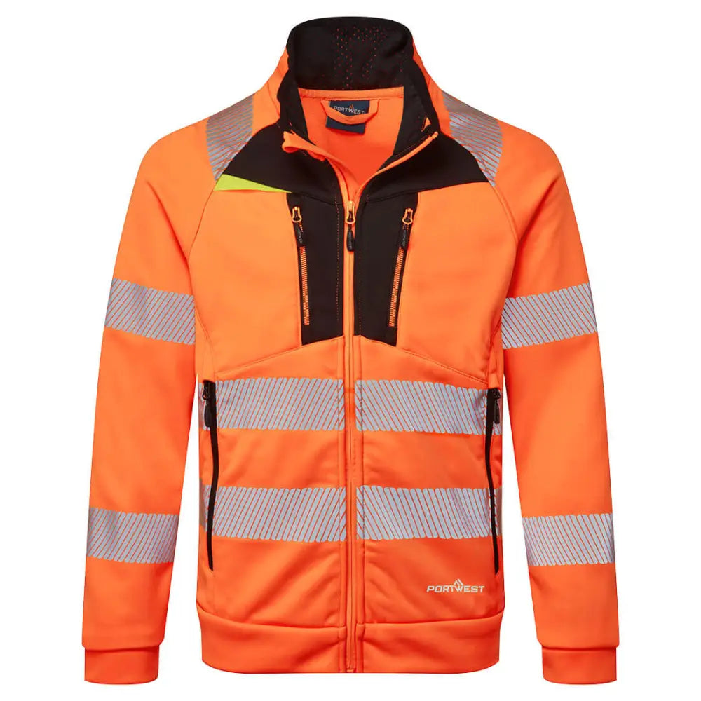 Portwest DX4 Hi-Vis Funnel Neck Zipped Sweatshirt - Orange/Black / 4XL