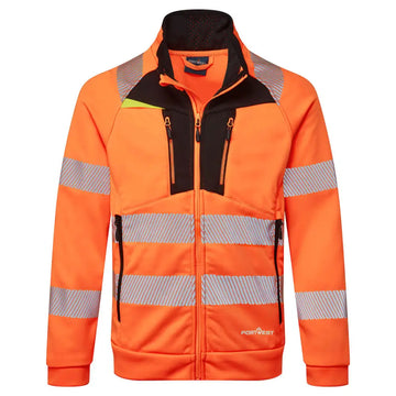 Portwest DX4 Hi-Vis Funnel Neck Zipped Sweatshirt - Orange/Black / 4XL