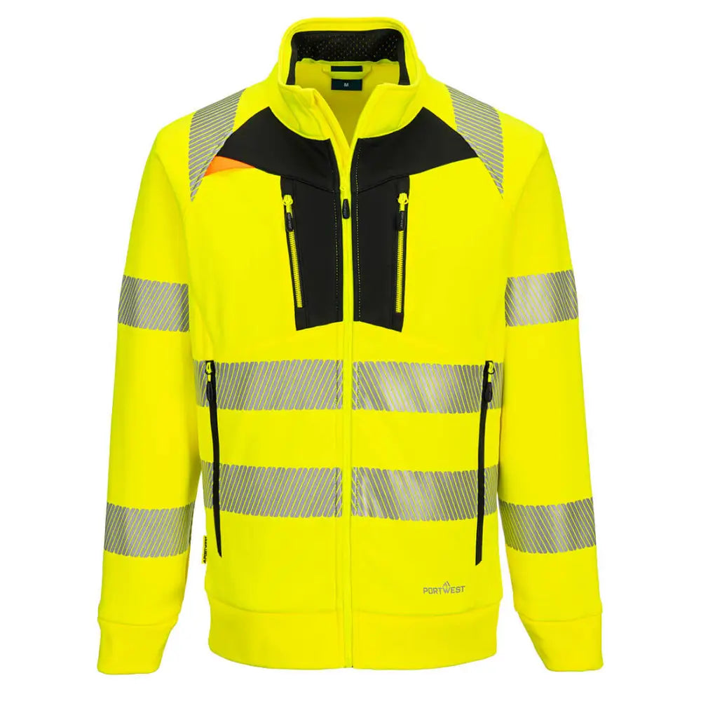 Portwest DX4 Hi-Vis Funnel Neck Zipped Sweatshirt - Yellow/Black / 4XL