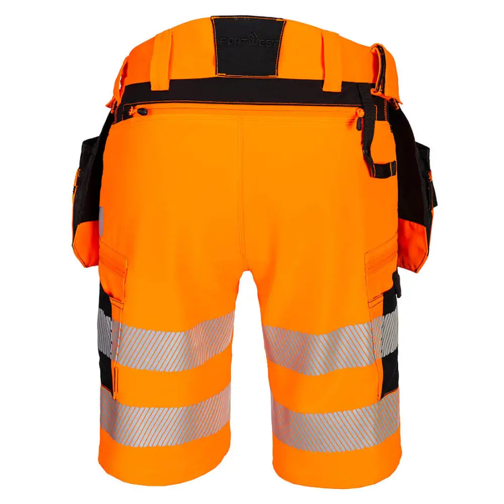 Portwest DX4 Hi-Vis Holster Pocket Shorts - Orange/Black / 30