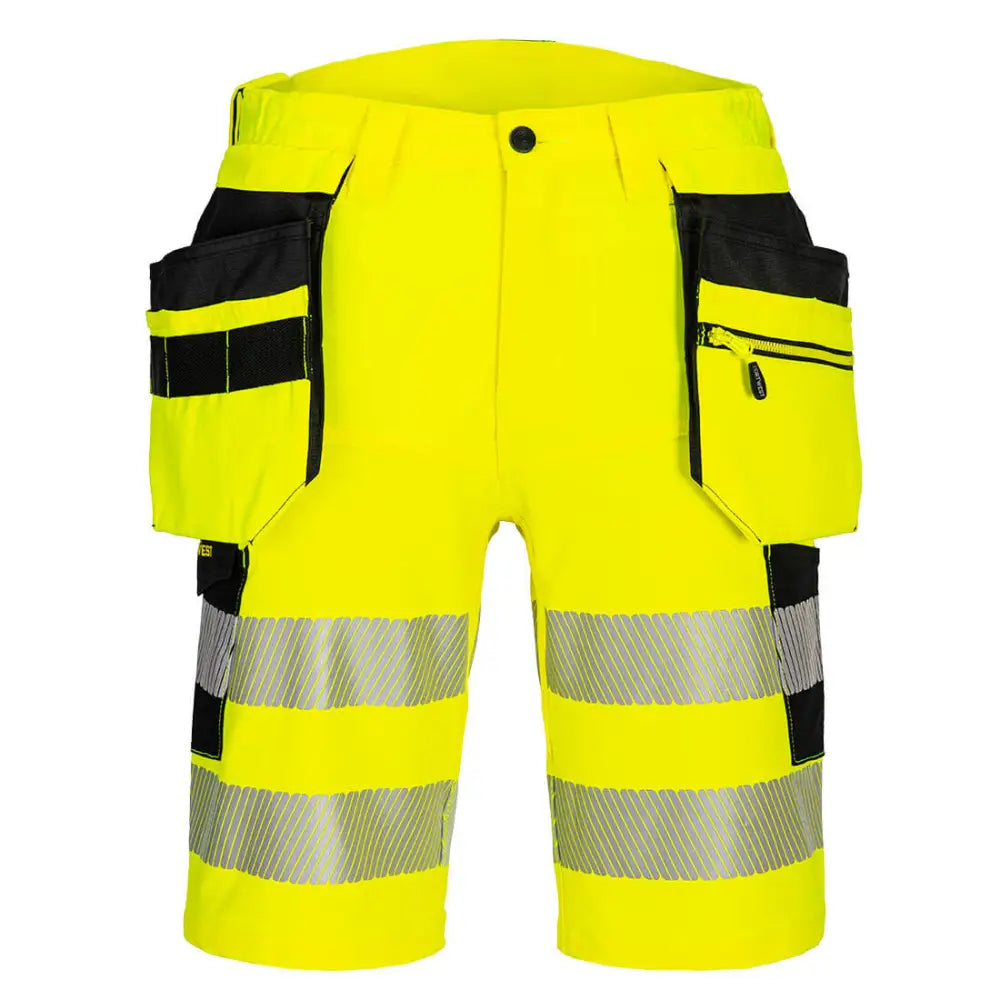 Portwest DX4 Hi-Vis Holster Pocket Shorts - Yellow/Black / 30