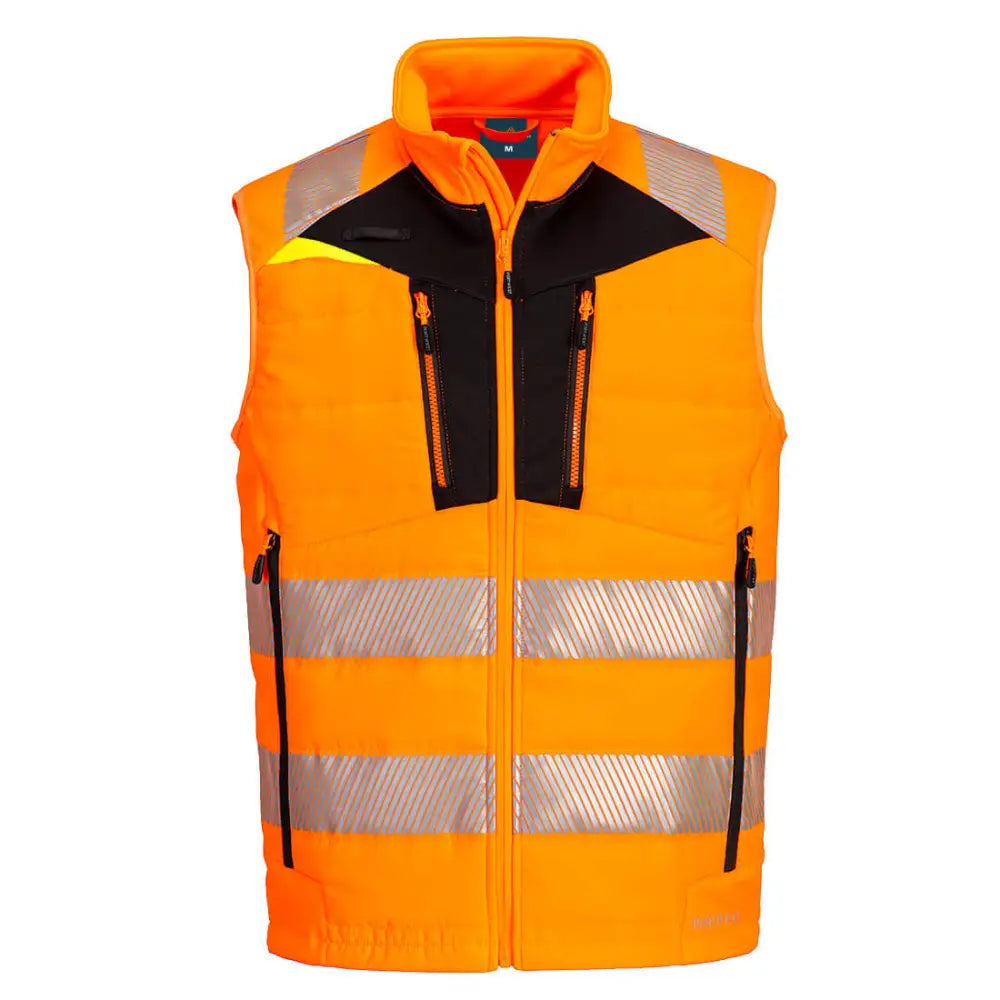 Portwest DX4 Hi-Vis Hybrid Baffle Bodywarmer - Orange/Black / 4XL