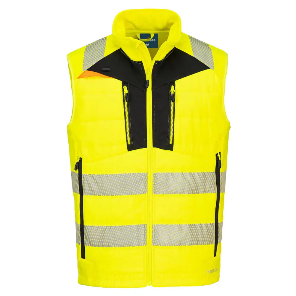 Portwest DX4 Hi-Vis Hybrid Baffle Bodywarmer - Yellow/Black / 4XL