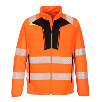 Portwest DX4 Hi-Vis Hybrid Baffle Jacket - Orange/Black / 4XL