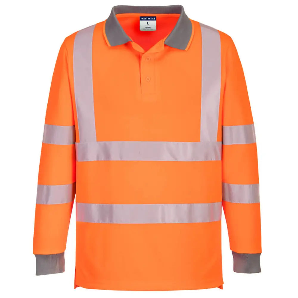 Portwest Eco Hi-Vis Polo Shirt L/S (6 Pack) - Orange / L