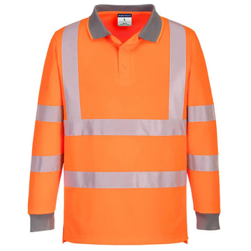Portwest Eco Hi-Vis Polo Shirt L/S (6 Pack) - Orange / L