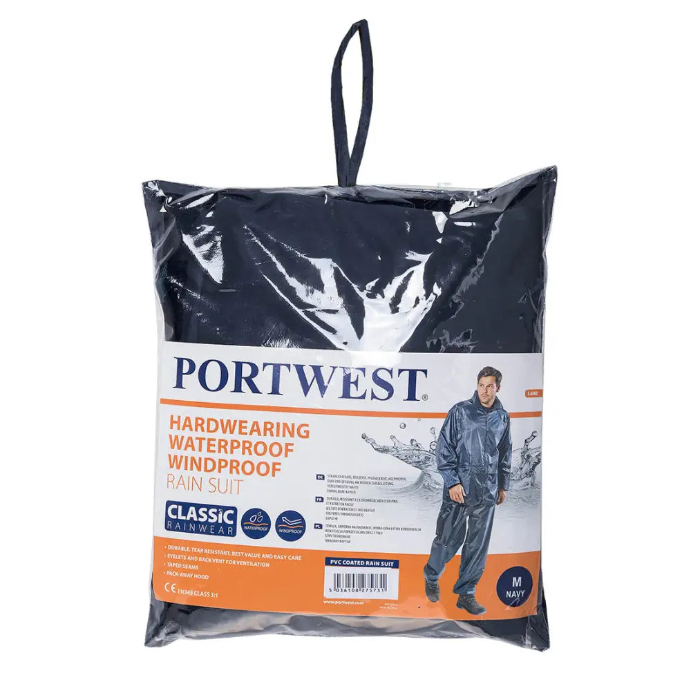 Portwest Essentials Rainsuit (2 Piece Suit) - Navy / 4XL
