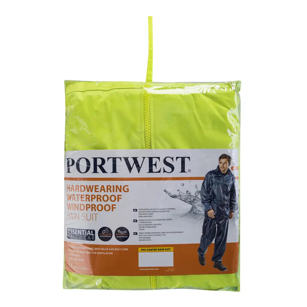 Portwest Essentials Rainsuit (2 Piece Suit) - Yellow / 4XL